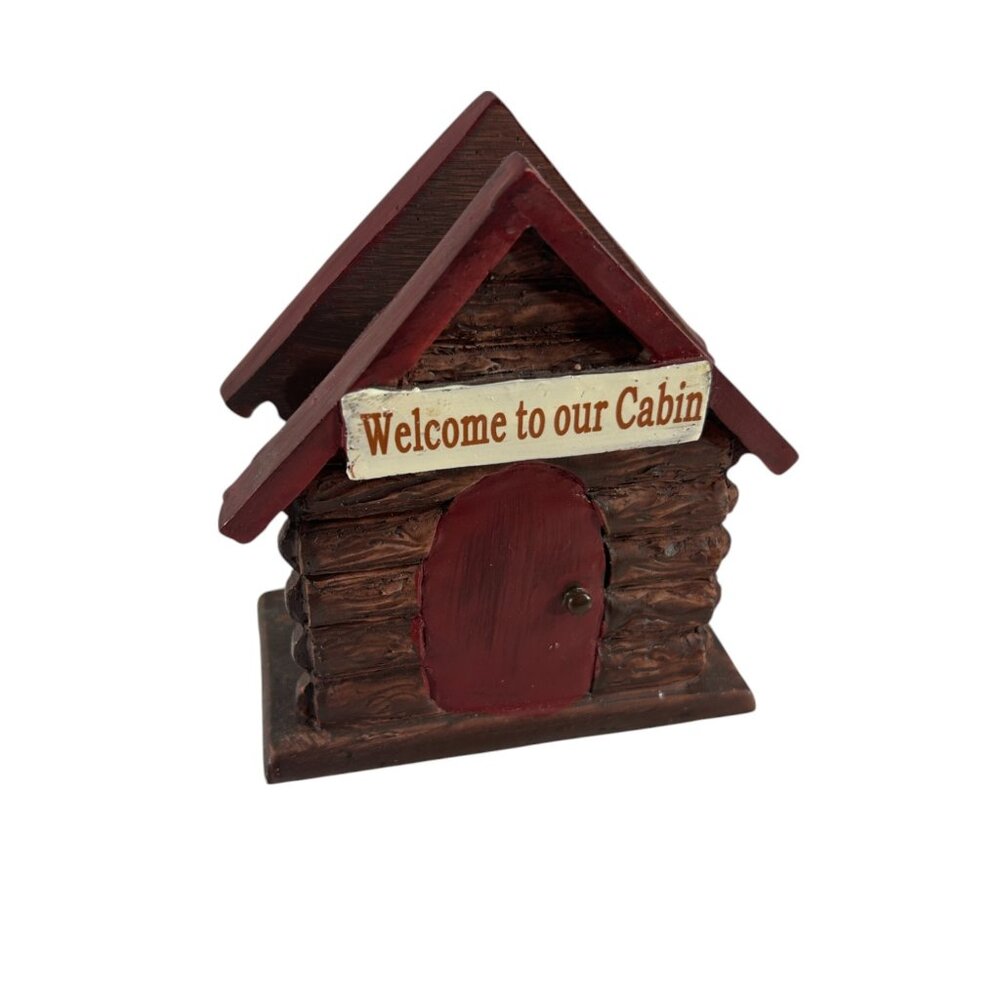 Rustic Welcome to Our Cabin Napkin Holder Log House Lodge Decor Resin